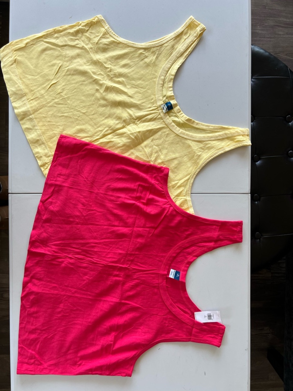 Old Navy Yellow and Hot Pink Cotton Tank Tops